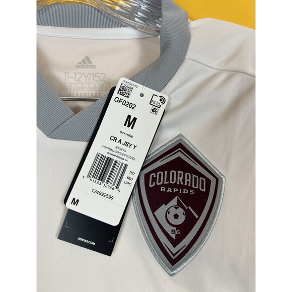 Adidas Colorado Rapids Football Jersey Top Boys Youth M 11-12Y White Gray NWT - Picture 2 of 5